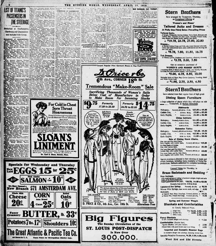 The Evening World du 17/04/1912